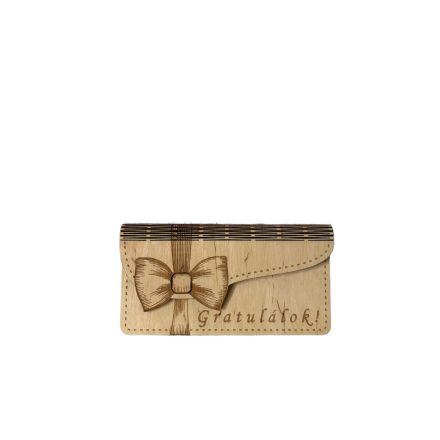 Egyedi fa ajándék boríték - Gratulálok felirattal 