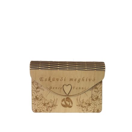 Gravírozott fa esküvői meghívó boríték