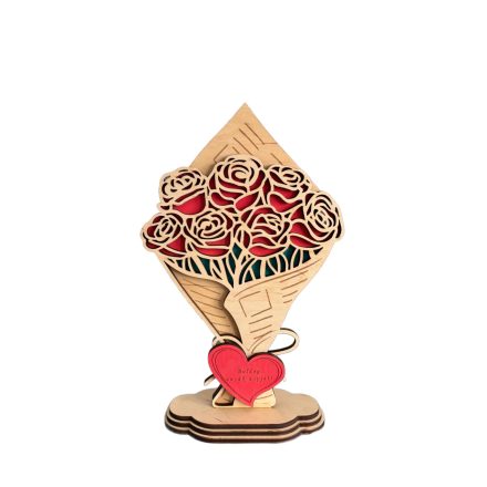 Örök rózsacsokor - kézzel festett, lézervágott dísz