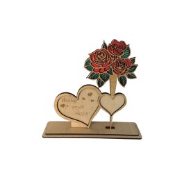 Szíves rózsás anyák napi fa dísz